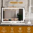 Vanity Mirror with Lights 32"x20", LED Makeup Mirror, 3 Color Lighting Modes, 10X Magnification, Smart Touch Control, Dimmable, Aluminum Metal Frame, Lighted Up for Vanity Desk (White)