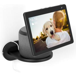 PlusAcc Wall Mount for Show 10 - Cable Management Wall Stand Shelf Compatible with Sonos Era 100 & Show 10 3rd Gen & HomePod, Space Saving Mounting Bracket with Removable Foam (Black)