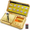 Fuzion Gram Scale 200g/0.01g, Jewelry Scales Digital Weight Grams and Ounces, Digital Pocket Herb Scale with 6 Modes, Tare for Herbs, Jewelry, Small(50g Weight & Battery Included) (Gold)