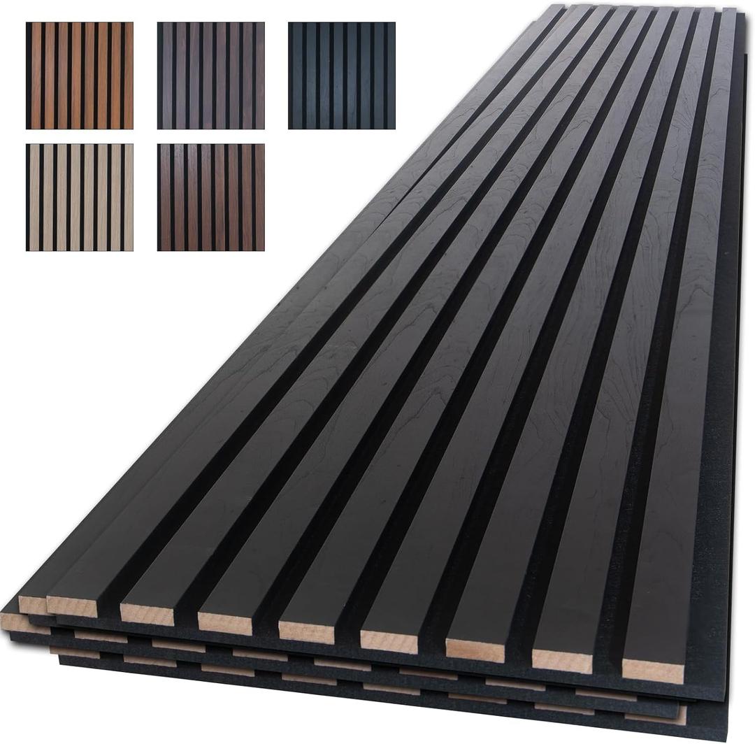 Wood Slat Wall Panels, Soundproof & Noise Cancelling, Black, Size Unknown