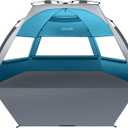 OutdoorMaster Beach Tent Sun Shelter for 3-4 Person, Pop Up Beach Tent Easy Setup with Sandbags, Portable Sun Shade Canopy with Carrying Bag for Beach & Outdoor, UPF50+ UV Protection, Family Size (X-Large, Ocracoke Coast)