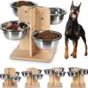 handrong Elevated Dog Bowls,4 Heights Raised Dog Bowl,4 Dogs Bowls Elevated,Wood Dogs Food Bowl,4 Sided Pet Feeding Station for Small,Medium Large Sized Pet-47.3oz