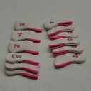 Sword &Shield sports 12 Pcs Golf Club Iron Head Covers Neoprene Iron Cover 3-LW Protect Case (White&Pink)