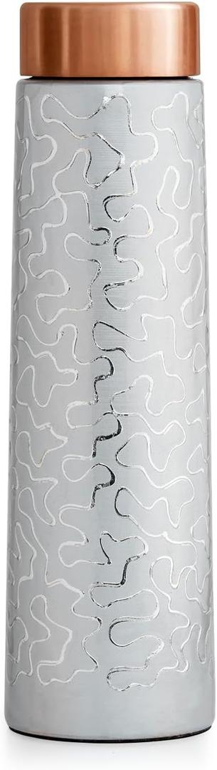 100% COPPER BOTTLE 34oz  Evokes the wave-like designs and copper lid for Healthy Hydration.