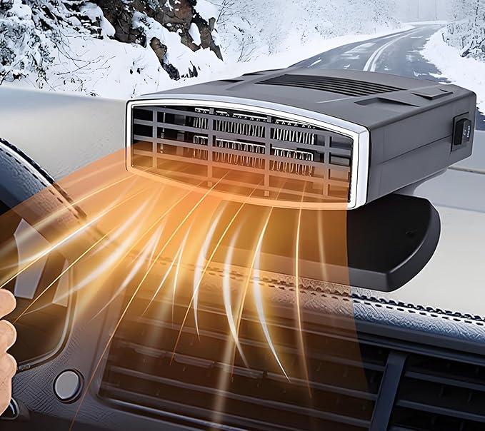 Blytra Portable Car Heater with Fast Heating and Cooling, Electronic Auto Fan Heater 12V 200W, 360° Rotatable Auto Fan for Effective Windshield Defrosting and Defogging in Vehicles, Black