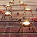 FORUP 6 Pack Metal Reindeer Tea Light Candle Holders, Christmas Home Decoration