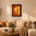 Framed Sunset Wall Art, Orange Window Shadow Poster Print, Minimalist Botanical Silhouette Picture Painting, Modern Aesthetic Picture Wall Decor for Bedroom Living Room 16x24 Inches