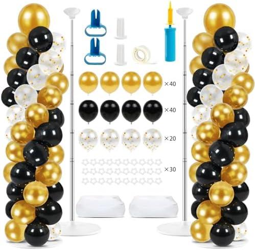 2 Pack Balloon Tower, Include 70 Balloons, 6.5 Feet Height Adjustable Balloon Column, Easy Assembly Balloon Stand for Party Decoration