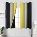 Estelar Textiler Yellow and Black Ombre Blackout Curtains 54 Inch Length, Full Room Darkening Gradient Drapes for Kitchen, Thermal Insulated Grommet Curtains for Short Window, 42Wx54L,2 Panels