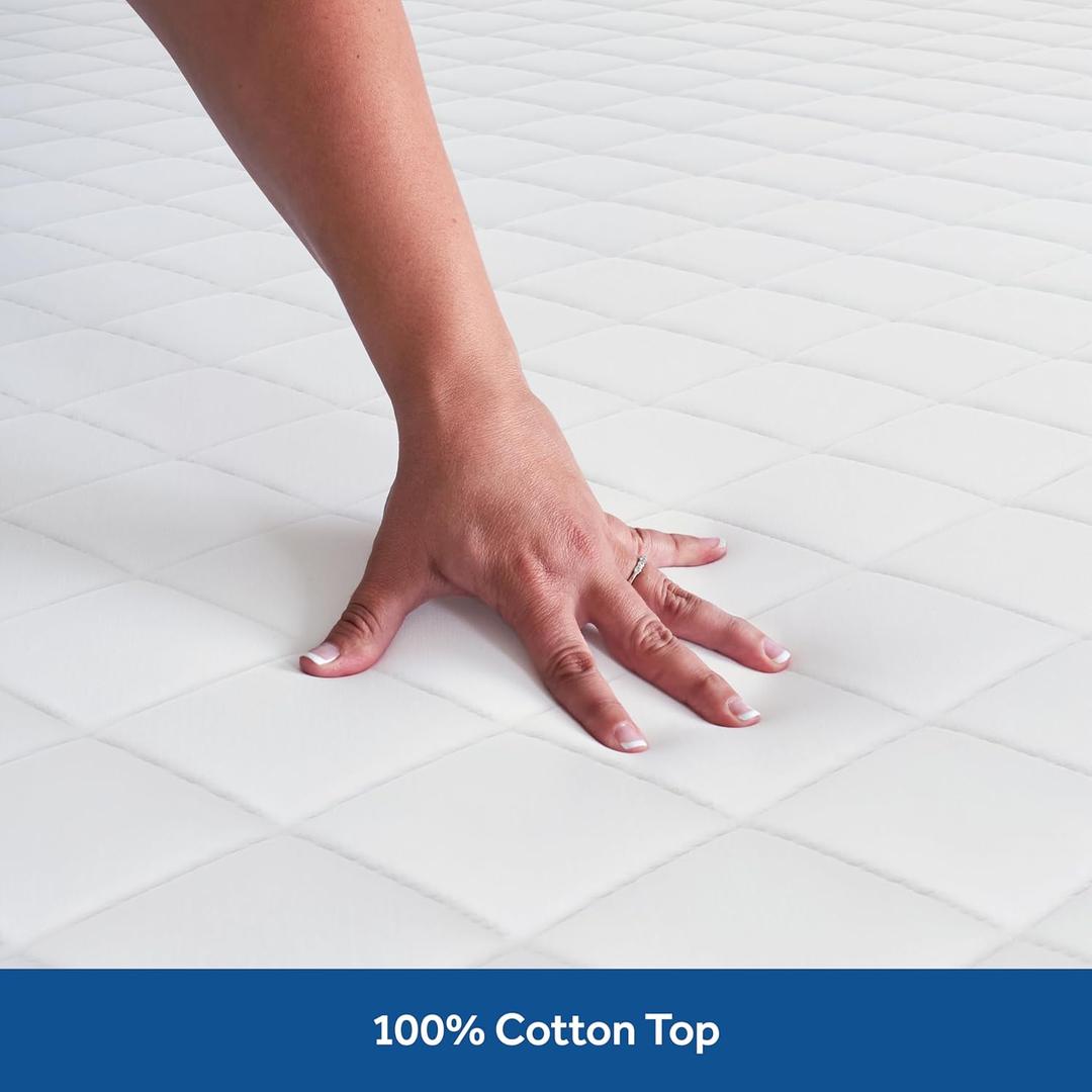 Sealy Luxury Cotton Top Fitted Mattress Pad, Twin, White