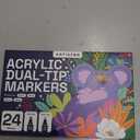 ARTISTRO 24 Dual Tip Acrylic Paint Markers, Acrylic Paint Pens, Fabric Markers for Textile, Rock, Glass, Wood, Paper, Ceramic, Canvas DIY Art Supplies Kit for Kids and Adults (Dual Tip Dot + Fine, 24)