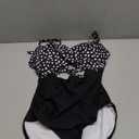 Eomenie Women's One Piece Swimsuits Tummy Control Cutout High Waisted Bathing Suit Wrap Tie Back 1 Piece Swimsuit (S, Black Polka Dots)
