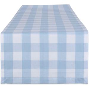 DII Buffalo Check Collection, Classic Farmhouse Table Runner, 14x108, Light Blue & White