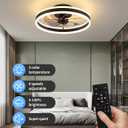 KDG 15.8" Low Profile LED Ceiling Fans with Light, Reversible Flush Mount with Remote and 6 Winds Speeds Fan Lighting, 3 Colors Dimmable for Bedroom, Living Room, Kids, Dinning Room, Kitchen (Black), 15.8in