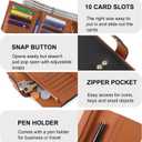 yiijay Wallet Women RFID Blocking Multi Cards Wallet Credit Card Holder for Women Large Capacity Lady Leather Trifold Travel Wallet with Pen Holder