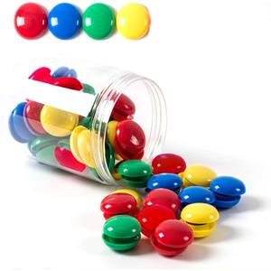 Notice Board/Planning Magnets, Tiberham 80 Pack 20 mm Round Plastic Covered Magnetic Buttons, Refrigerator Whiteboard Magnets for School Office Home - 4 Assorted Colors