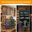 Slsy LED Writing Board 16"x12", Erasable Light-Up Message Display, 12 Colors & 26 Modes, Reusable LED Menu Sign with 8 Markers for Doodle, Illuminated Sign Board for Restaurants, Bars, Classrooms