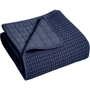Levtex Home - Mills Waffle - Throw - Navy Cotton Waffle - Throw Size 50 x 60in.