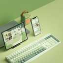 Aesthetic Colorful Keyboard Wireless 2.4GHz/Bluetooth 106-Key with Numpad Low Profile Keycaps Silent Linear Mechanical-Feel Switches Ergonomic for Mac/Win, 1 AAA Battery, Matcha Green