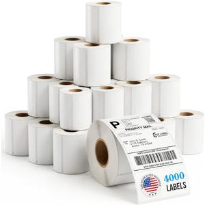 4000 PCS Thermal Shipping Labels 4x6, White Perforated & Smudge-Proof Direct Thermal Labels (250 Labels/Roll), Compatible with Zebra, Rollo, Jadens, Nelko (16 Rolls)