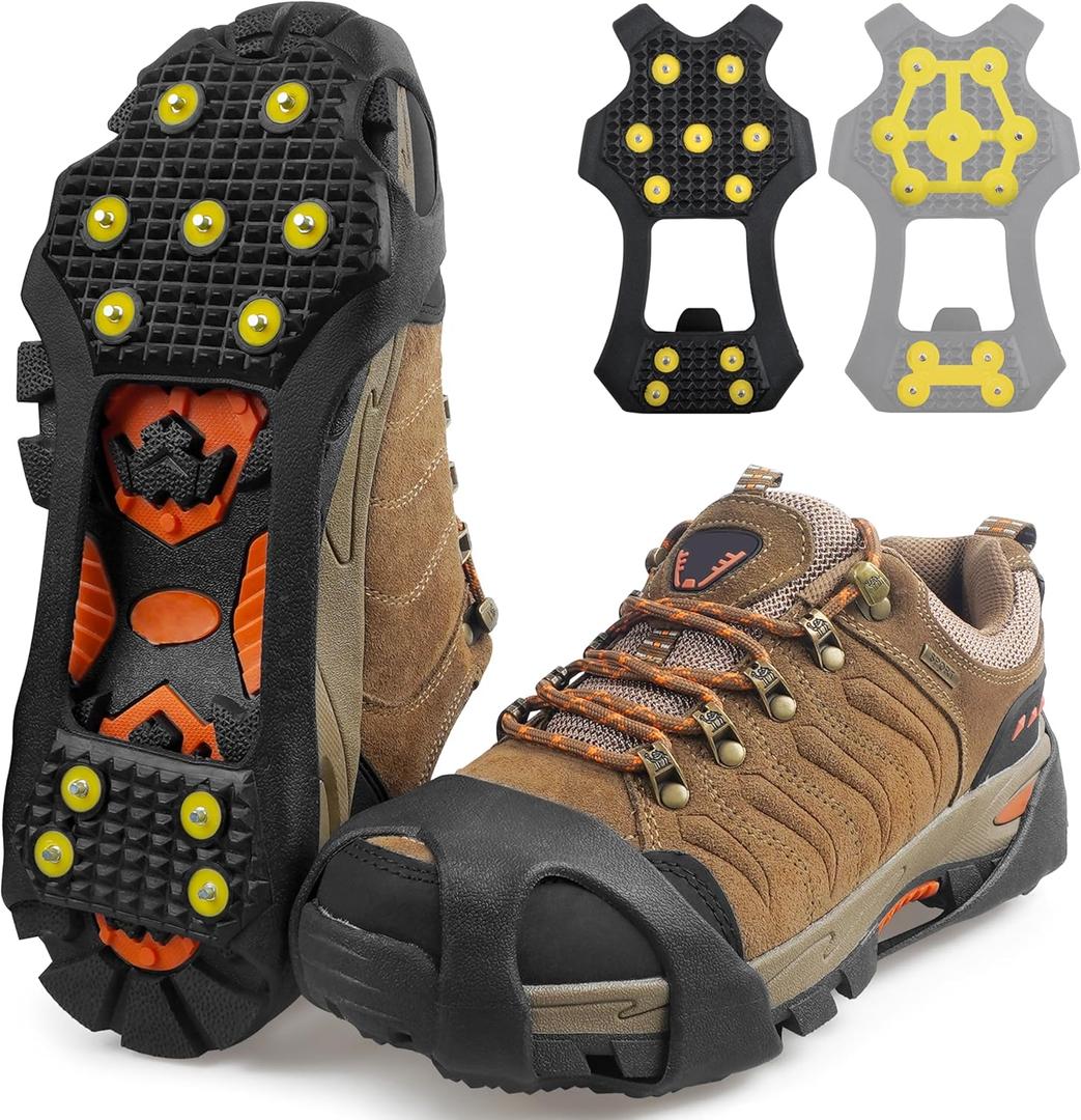 Ice Snow Cleats for Shoes and Boots, Walk Traction Cleats Crampons Anti Slip 11 Studs Ice Snow Grippers Over Shoe for Men Women Walking on Snow Ice (Large(8.5-10 Men/10-11.5 Women))
