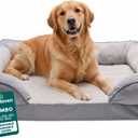 FurHaven Cooling Gel Dog Bed for Large Dogs, Perfect Comfort Sofa Bed with Cool Gel-Top Foam with a Solid Orthopedic Foam Base for Joint Support, Washable Cover, Jumbo XL, Plush & Velvet, Granite Gray