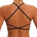 Comper Sports Bra for Women Cross Back Wirefree Workout Bras Lightweight Workouts Bralette with Thin Straps & Removable Pads (S)