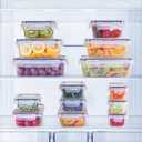 48Pcs Food Storage Container Set kitchen organizers Meal Prep Containers Lock Lids Reusable Plastic Lunch Box Snack Salad Containers 24 Boxes and 24 Lids Pantry and Kitchen Organization