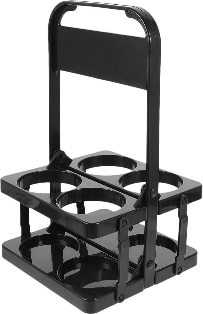 Portable Drink Carrier,Reusable Beer Bottle Coffee Cup Holder,Beer Bottle Drink Caddy for Delivery,4 Holes Cup Holders with Handle for Catering Restaurant Travel Car,Black