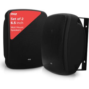 Pyle Outdoor Waterproof Wireless Bluetooth Speaker - 6.5 Inch Pair 2-Way Weatherproof Wall/Ceiling Mounted Dual Speakers w/Heavy Duty Grill, Universal Mount, Patio, Indoor Use PDWR64BTB (Black)
