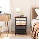 SYKIARIOL Utility Cart with 5 Drawers,Storage Drawer Cart with Wooden Tabletop and Lockable Wheels,Craft Storage Trolley Cart,5-Tier Rolling Utility Cart on Wheels,Dark Brown