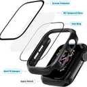 3 x 2 Pack Case for Apple Watch Screen Protector, Hard PC Case with Tempered Glass Protective Cover Guard Bumper, Slim Apple Watch Cover for iWatch Series 11 Series 10 - Black/Black 46mm