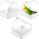 Honeydak 3 Pieces Clear Bird Bath for Cage Parakeet Bird Cage Accessories Hanging Bath Box Parrot Bathing Tub with View for Cockatiel Conure Canary Budgies Parrots(Clear)
