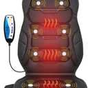 COMFIER Massage Seat Cushion, Back Massager with 8 Vibration Nodes & 5 Modes, Adjustable Chair Massage Pad with Heat for Home Office, Heated Chair Pad,Gifts for Men,Women (Dark Black)