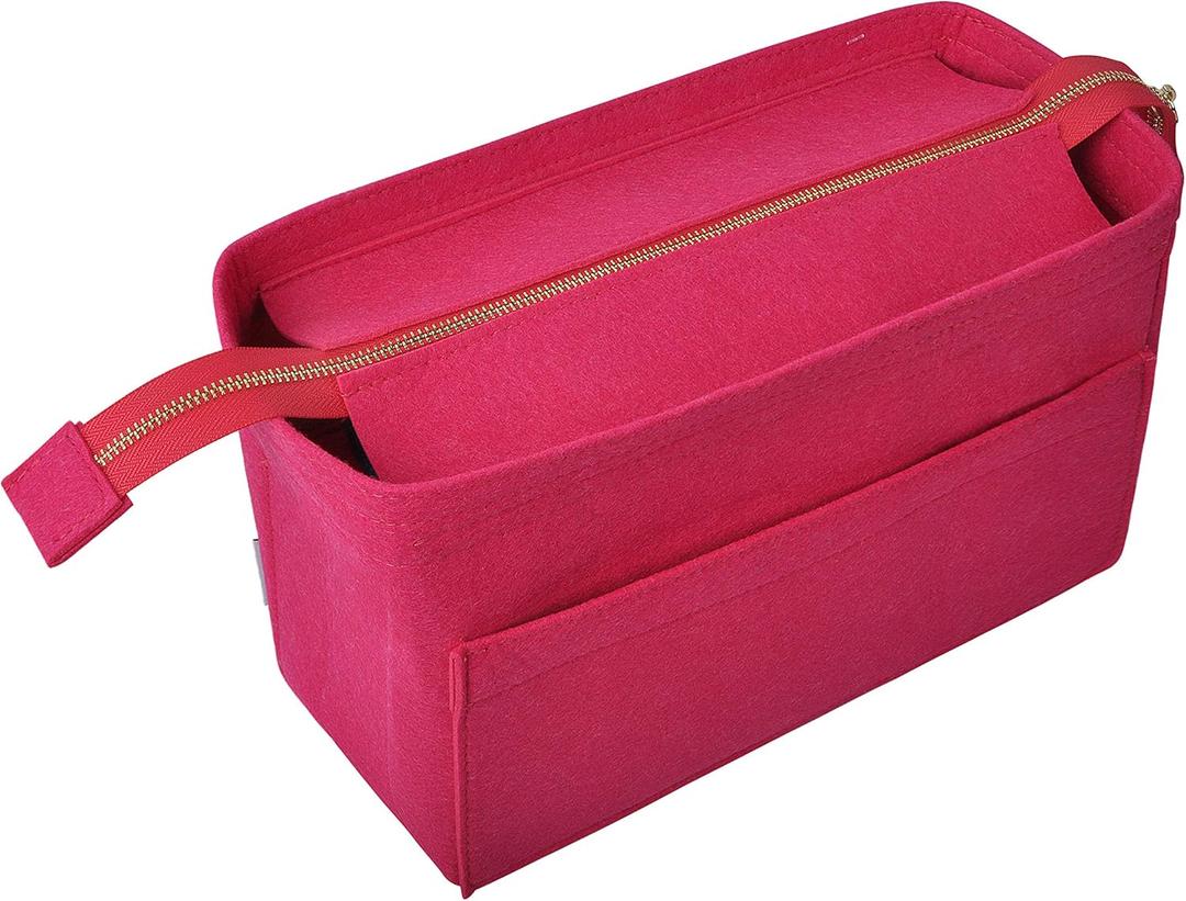 Vercord Felt Zipper Handbag Tote Purse Duffel Backpack Organizer Insert Rose Large