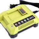 Compatible with Ryobi 40V Charger, OP401 Fast Charger Compatible with Ryobi 40-Volt Lithium Battery OP4040 OP4050A OP4060 OP40601 OP4075A OP40261 OP40602 OP40401 OP40301 OP40204 OP40201 OP4015
