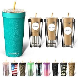 Frost Buddy Togo Buddy 30 oz Stainless Steel Vacuum Insulated Tumbler To Go Coffee Cup – Iced Coffee Cups, Iced Coffee Sleeve, Travel Mug, Thermal Cup for Hot & Cold Drinks, Dunkin Cup (Teal Glitz)