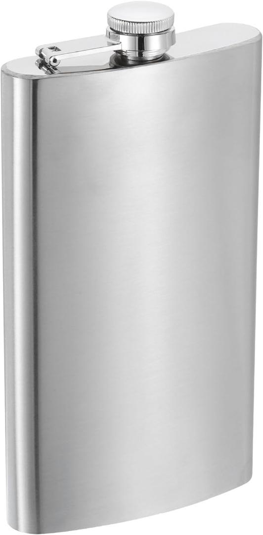 uxcell Hip Flask forLiquor 12oz Stainless Steel Leak Proof Drinking Flask for Camping Hiking Outdoor Activity, Silver