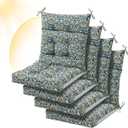 Sintuff 4 Pcs 44 x 21 x 4 Patio Chair Cushions Outdoor Chair Cushion Seat/Back Tufted Pillow with Ties Water Resistant Replacement Indoor Patio Furniture Outdoor Furniture (Paisley,Cyanine)