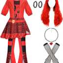 4-13 Years Rise of Red Girls Cosplay Costume Sets with, Role Playing Outfits Halloween Christmas Party (5-6 years)