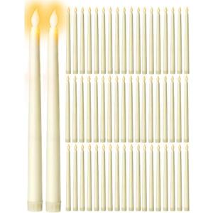 50 Pack Flameless Taper Candles, 11 Inch Battery Operated LED Taper Candles Flickering Electric Led Candlesticks for Wedding Party Church Christmas Centerpiece, No Batteries, Ivory (50)