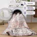 DEXI Area Rugs for Living Room, 4x6 Washable Low Pile Vintage Traditional Rug for Bedroom, Non Slip Indoor Carpet for Dining Office Nursery, Pink White