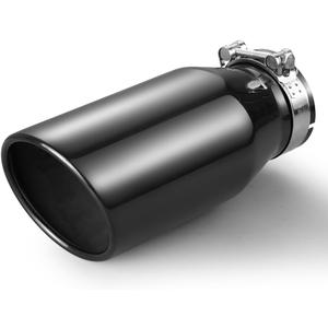 3.5 Inch Inlet Exhaust Tip,3.5" Inlet 5" Outlet 12" Overall Length,Chrome Black Exhaust Tip,Chrome-Plated Exhaust Tip,Stainless Steel,Angle Cut,Clamp On