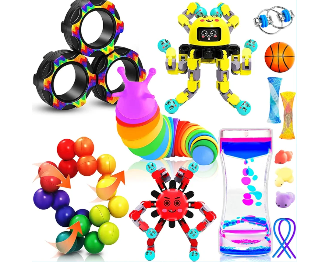 12in1 Fun Toy Set for Kids Sensory & Stress Relief Fidgets for Kids 312, Autistic Boys Includes Balancing Bird, Airplane, Flying Disc Launcher Party Favors, Classroom Prizes, Novelty Gifts, Pack of 2