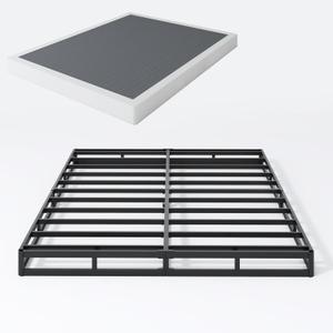 Box Spring Full 5 Inch Low Profile Heavy Duty Metal Mattress Foundation with Easy Clean Fabric Bed Cover, Non-Slip, No Noise, Easy Assembly