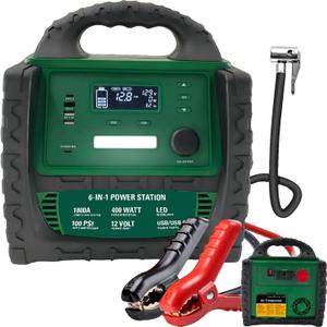 Jump Starter with Air Compressor, 1800 Amp Car Battery Jump Starter 100 PSI Tire Inflator, 10000 mAh 12V Lead-Acid Battery Booster (Up to 5L Gas or 5L Diesel)