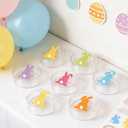 24 Packs Acrylic Easter Candy Boxes Treats Box with Cute Bunny Lid Clear Round Box Easter Container Basket Stuffers for Cookie Candy Sweets Spring Party Favor