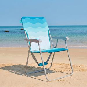 #WEJOY Folding Beach Chair for Adults, Lightweight Beach Chair with Shoulder Straps, High Back Camping Chairs with Hard Armrest, Supports 300lbs for Outdoor Lawn Concert