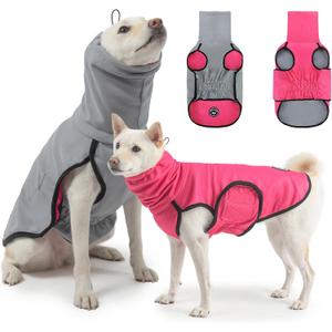 BEAUTYZOO 2-in-1 Reversible Dog Anxiety Vest  Calming Vest for Dogs, Turtleneck Anxiety Wrap for Dogs,Dog Calming Jacket for Fireworks Thunder Separation Vet Visits,Pet Hoodie for Small to Large Dogs (Rose)