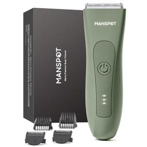 MANSPOT Manscape Hair Finishing Trimmers, Pubic Hair Trimmer for Men and Women, Electric Ball Trimmer Pubic Shaver,Hypoallergenic Ceramic Blade Heads,Waterproof Wet/Dry Groin Shaver,20 Times Usage (Green)